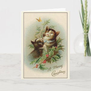 Festiva Tarjeta de felicitación para gatos y Navidades de 
