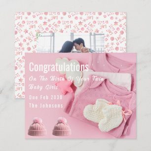 Festiva Tarjeta de Felicitación para Gemelas