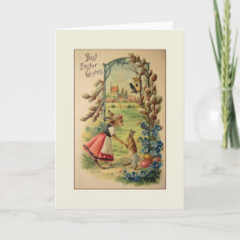 Festiva Tarjeta de felicitación para los conejitos de Pasc