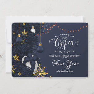 Festiva Tarjeta de felicitación para Navidades azules y do
