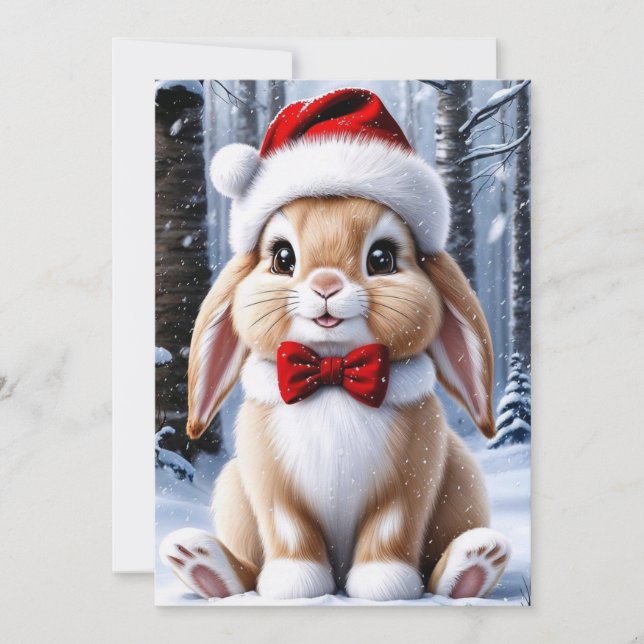 Festiva Tarjeta de felicitación para Navidades conejitos d (Anverso)