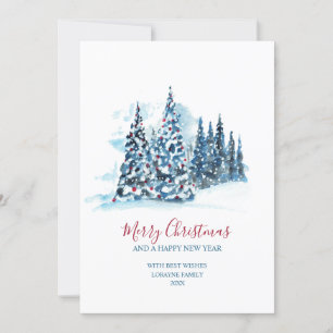 Festiva Tarjeta de felicitación para Navidades de acuarela