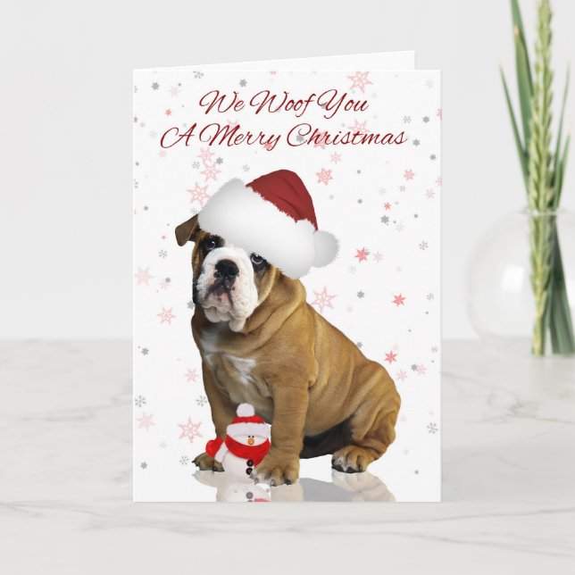 Festiva Tarjeta de felicitación para Navidades de bulldog (Anverso)