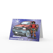 Tarjeta de felicitación para Navidades de Cowboy o
