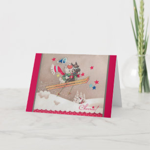 Festiva Tarjeta de felicitación para Navidades de esquí de