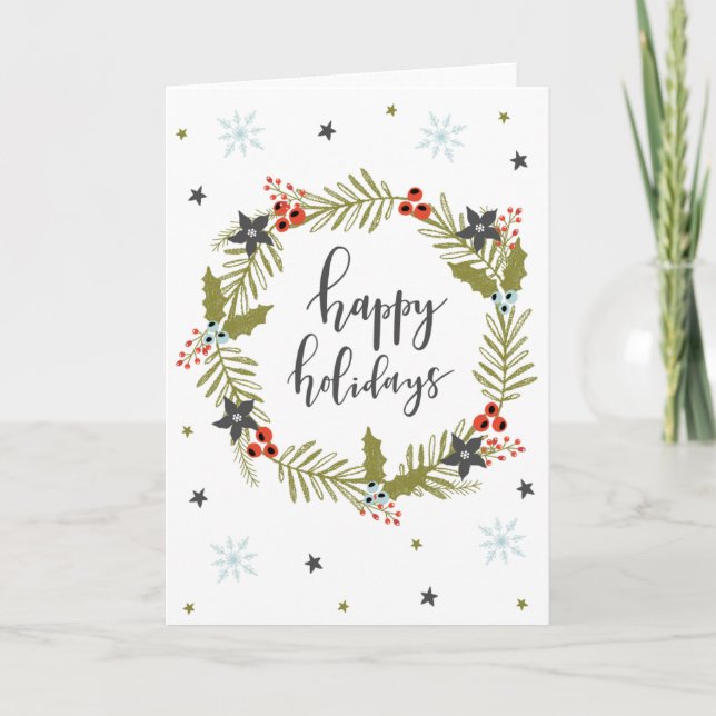 Festiva Tarjeta de felicitación para Navidades de "Felices (Anverso)