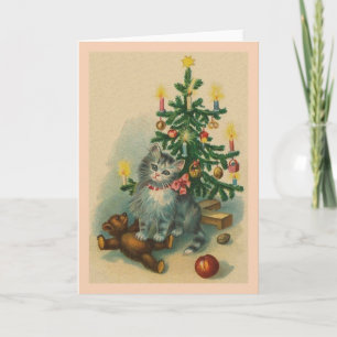Festiva Tarjeta de felicitación para Navidades de gato de 
