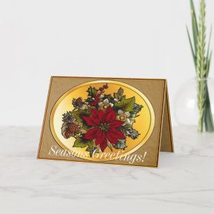 Festiva Tarjeta de felicitación para Navidades de Poinsett