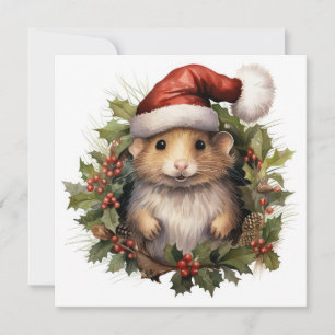Festiva Tarjeta de felicitación para navidades Hamster