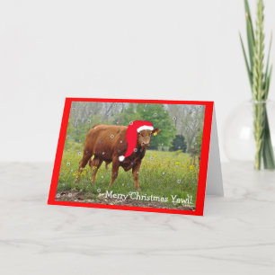 Festiva Tarjeta de felicitación para vacas navidades