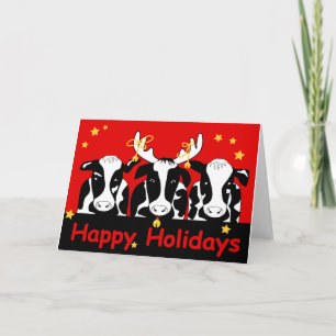 Festiva Tarjeta de felicitación para vacas navidades