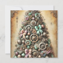 Tarjeta de felicitación Pastel Steampunk Christmas