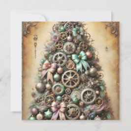Festiva Tarjeta de felicitación Pastel Steampunk Christmas