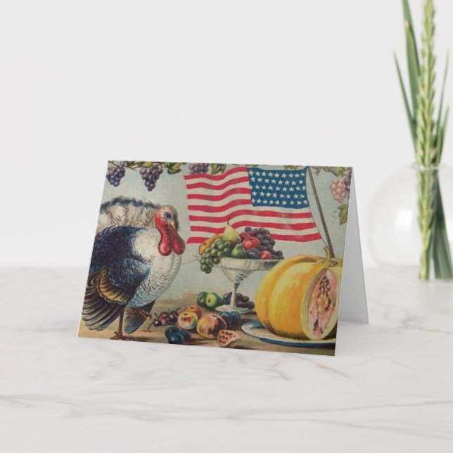 Festiva Tarjeta de felicitación Patriótica de Acción de Gr (Anverso)