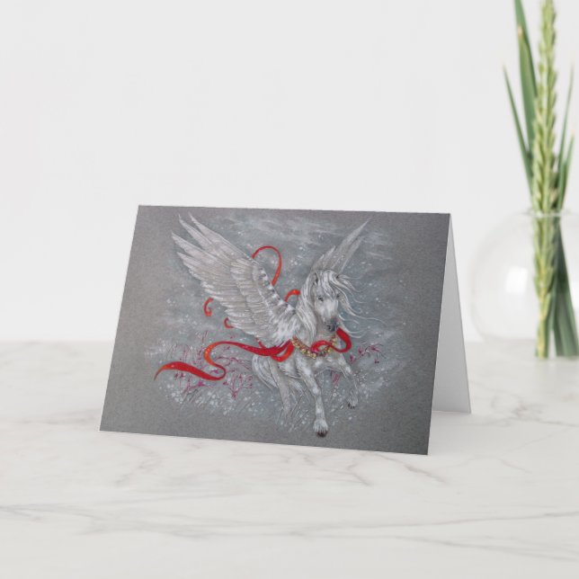Festiva Tarjeta de Felicitación - Pegasus Navideño (Anverso)