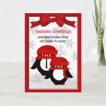 Tarjeta de felicitación Penguin Couple Seasons nav