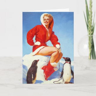 Festiva Tarjeta de felicitación Penguin Love Pin-Up