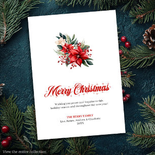 Festiva Tarjeta de felicitación personalizada de poinsetti