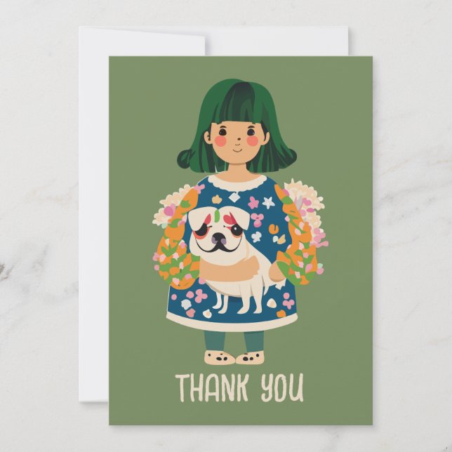 Festiva Tarjeta de felicitación personalizada de Pug | Tar (Anverso)
