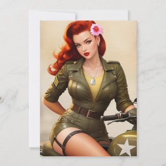 Festiva Tarjeta de felicitación Pinup para motocicleta mil