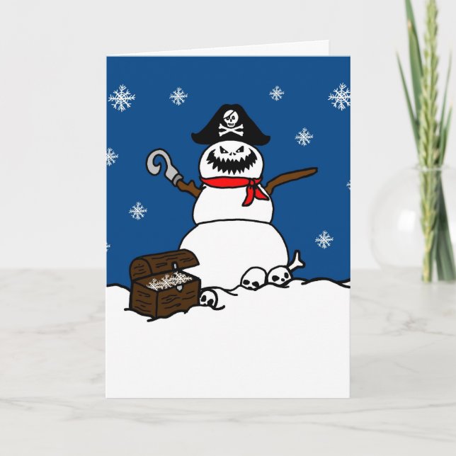 Festiva Tarjeta de felicitación Pirate Snowman para navida (Anverso)