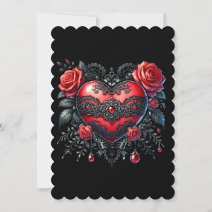 Festiva Tarjeta de felicitación plana de corazón gótico de