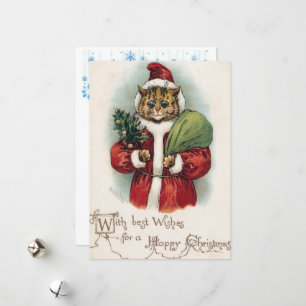 Festiva Tarjeta de felicitación plana para el gato de los