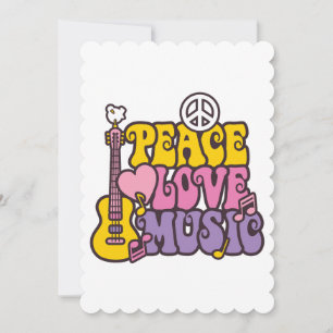 Festiva Tarjeta de felicitación plana Paz, Amor y Música
