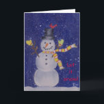 Festiva Tarjeta de felicitación por nieve feliz<br><div class="desc">¿Podría haber una imagen más encantadora del Invierno? Los hombres de nieve son tan adorables.</div>