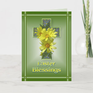 Festiva Tarjeta de felicitación Radiant Cross Easter Bless