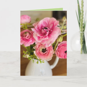 Festiva Tarjeta de felicitación Ranunculus rosa