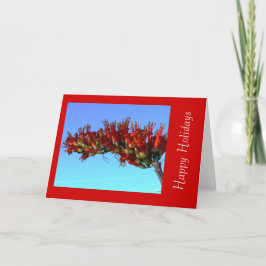 Festiva Tarjeta de felicitación Red Ocotillo Blooms Holida