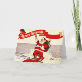 Festiva Tarjeta de felicitación retra de Santa que