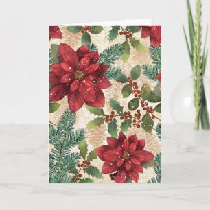 Festiva Tarjeta de felicitación retra del Poinsettia del