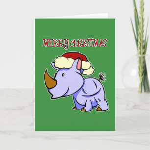 Festiva Tarjeta de felicitación Rhino Merry Christmas