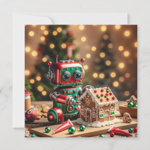 Festiva Tarjeta de felicitación Robot para navidades
