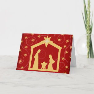 Festiva Tarjeta de felicitación roja de la natividad del