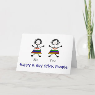 Festiva Tarjeta de felicitación romántica de Stickmen de 2
