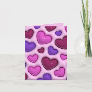 Festiva Tarjeta de felicitación romántica rosa con patrón 