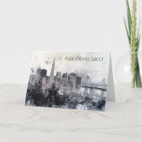 Tarjeta de felicitación San Francisco en blanco y