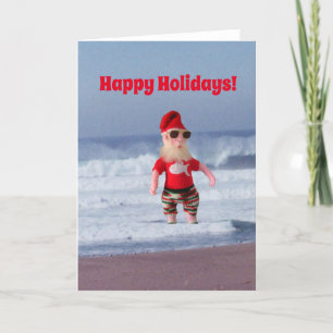 Festiva Tarjeta de felicitación - Santa en el Surf
