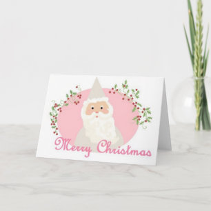 Festiva Tarjeta de felicitación Santa en rosa