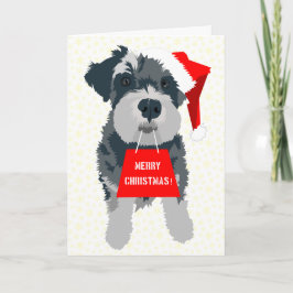 Festiva Tarjeta de felicitación Schnauzer Dog Santa Hat pa