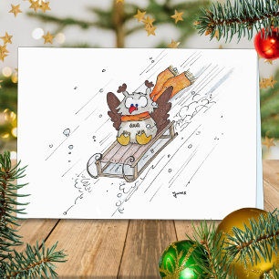 Festiva Tarjeta de felicitación SLEDDING OWL de Nicole Jan