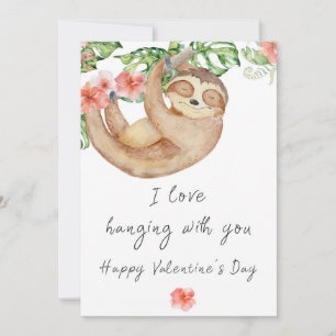 Festiva Tarjeta de felicitación Sloth Valentin's Day