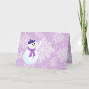 Festiva Tarjeta de felicitación Snowman and Snowflakes