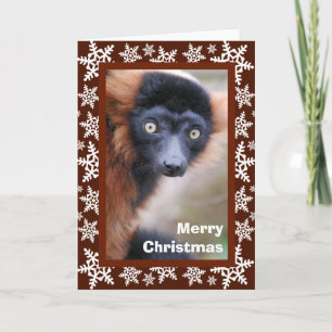 Festiva Tarjeta de felicitación superada rojo del Lemur