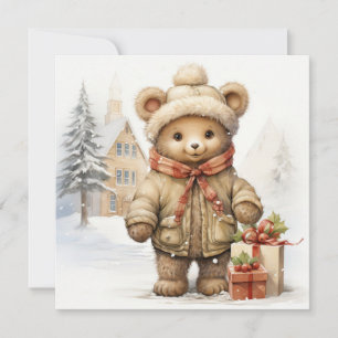 Festiva Tarjeta de felicitación Teddy Bear para navidades