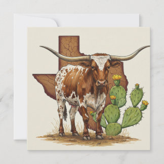 Festiva Tarjeta de felicitación Texas Longhorn