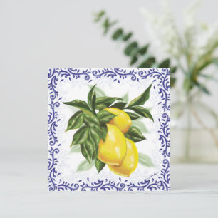 Festiva Tarjeta de felicitación toile Lemons Flat Blank